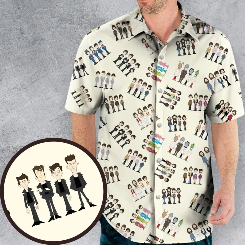 Cartoon The Beatles Through The Years Hawaiian Shirt