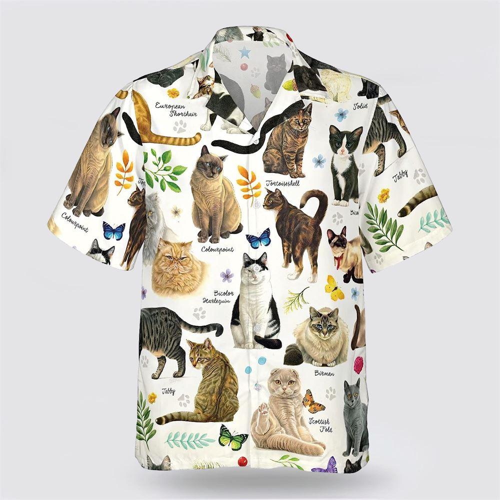 Cat Breeds Is So Cute Pattern Hawaiin Shirt - Gifts For Pet Lover