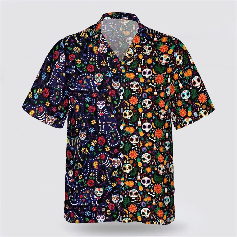 Cat Halloween Flower Pattern Cat Hawaiin Shirt - Pet Lover Hawaiian Shirts