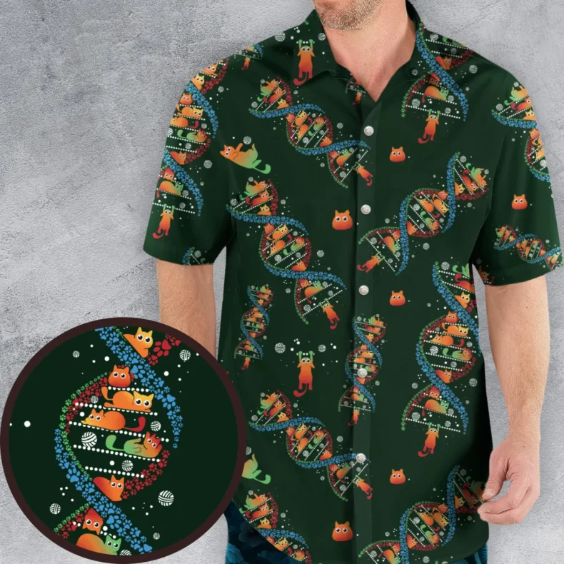 Cat Kitten DNA Pattern Hawaiian Shirt