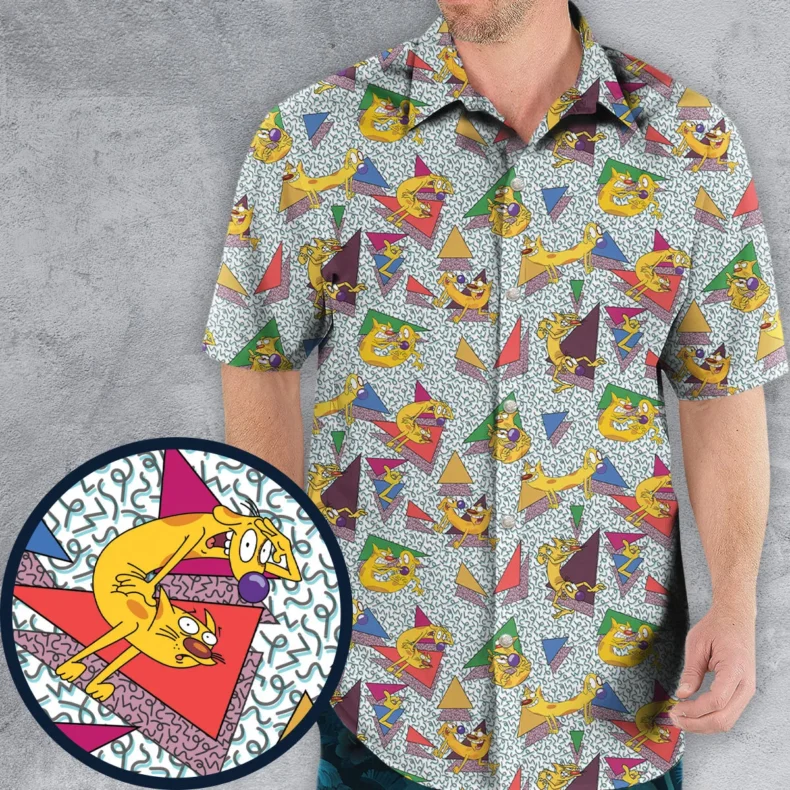 Catdog 90s Cartoon Pattern Hawaiian Shirt