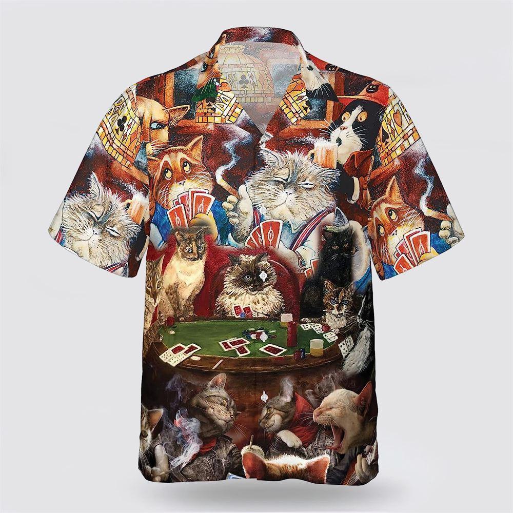 Cats At The Entertainment Street Pattern Hawaiin Shirt - Gifts For Pet Lover
