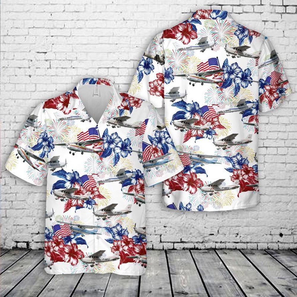Cessna 172 Hawaiian Fourth Of July Shirt, 4th Of July Hawaiian Shirt, 4th Of July Shirt