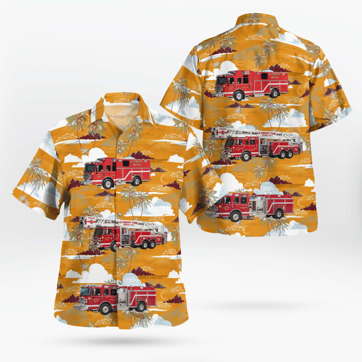 Cheektowaga, New York U-Crest Fire Department #4 Hawaiian Shirt - Gifts For Firefighters In Cheektowaga, NY