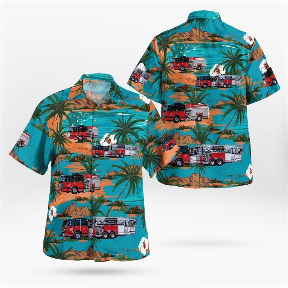 Cheesequake Volunteer Fire Company, Old Bridge, NJ Hawaiian Shirt - Gifts For Firefighters In Old Bridge, NJ