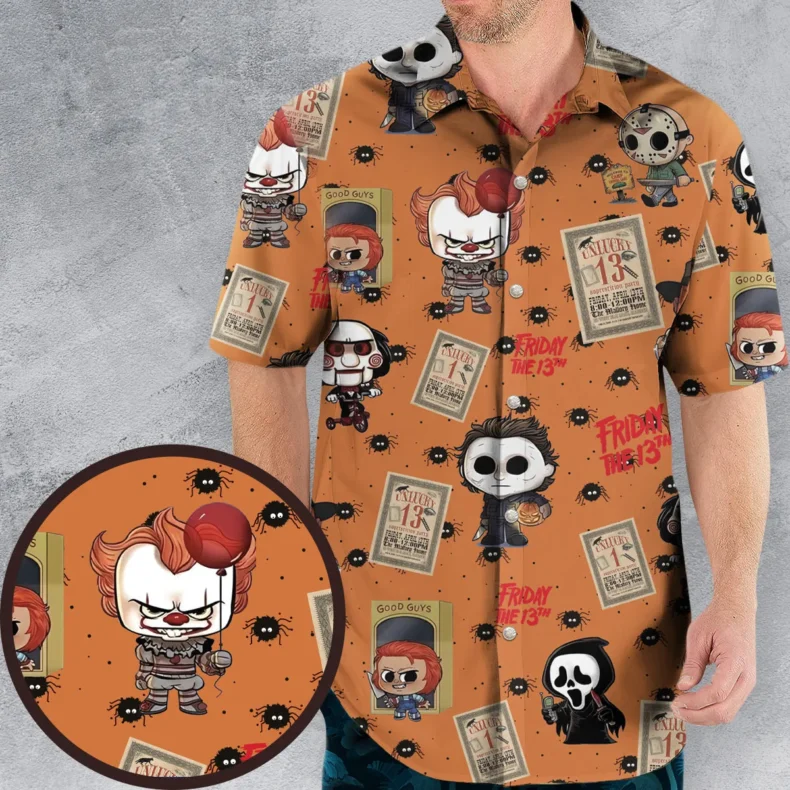 Chibi Horror Characters Hawaiian Shirt