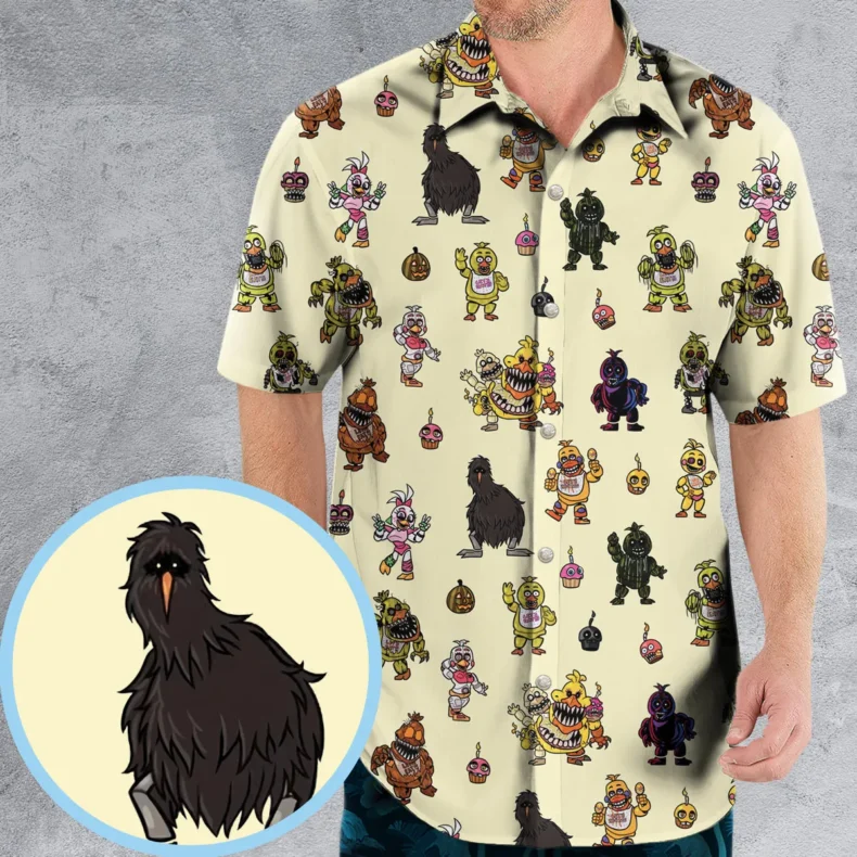 Chica Chicken Five Nights at Freddy's Pattern Hawaiian Shirt