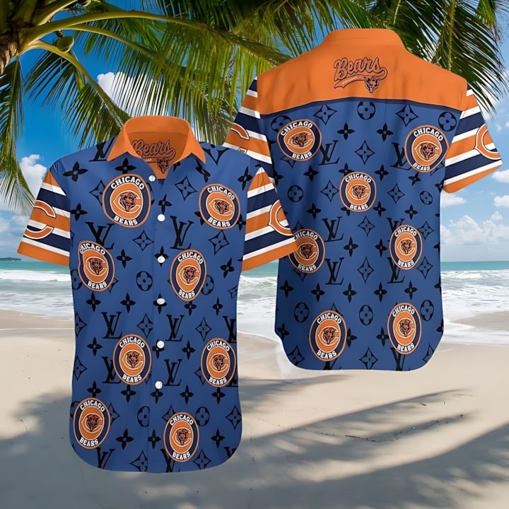 Chicago Bears Luxe Emblem Hawaiian Shirt