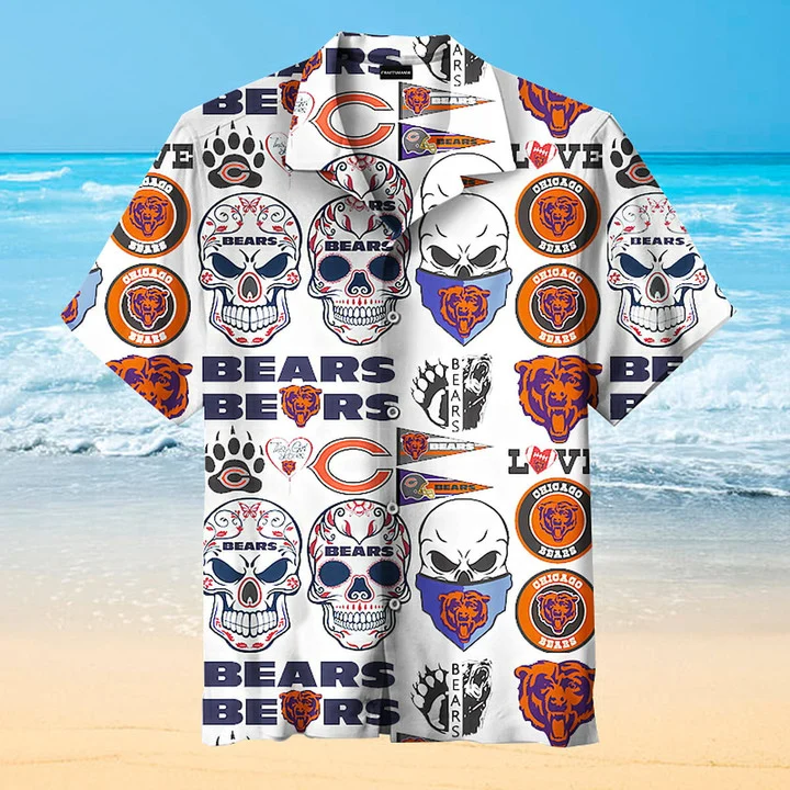 Chicago Bears Skull Fiesta Hawaiian Shirt