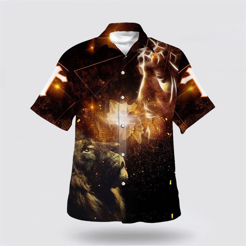Christian Jesus Lion And Cross Hawaiian Shirts For Men - Gifts For Christians