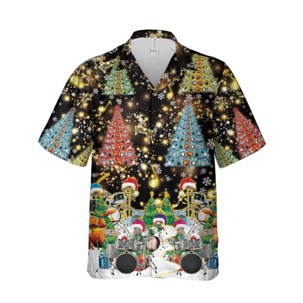 Christmas Hawaiian Shirt, Christmas Drummer Set Hawaiian Shirt, Xmas Hawaiian Shirts