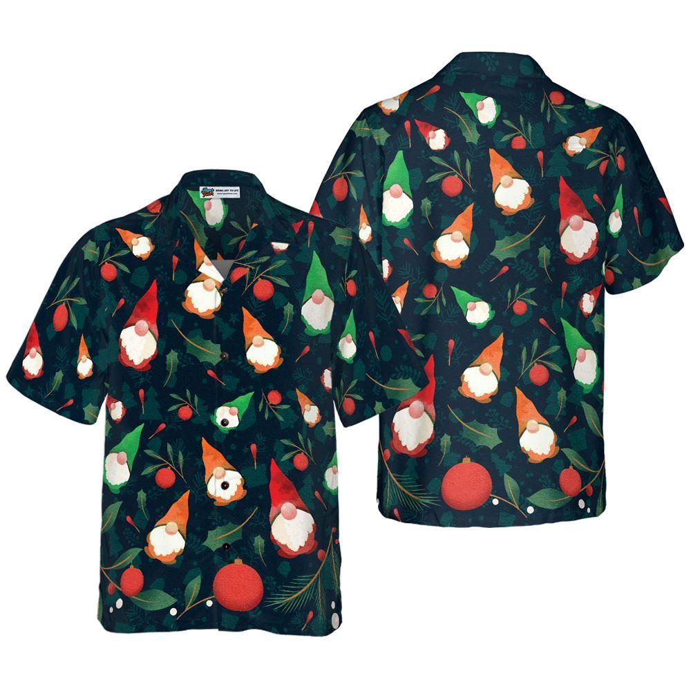Christmas Hawaiian Shirt, Christmas Gnome Pattern Hawaiian Shirt, Xmas Hawaiian Shirts