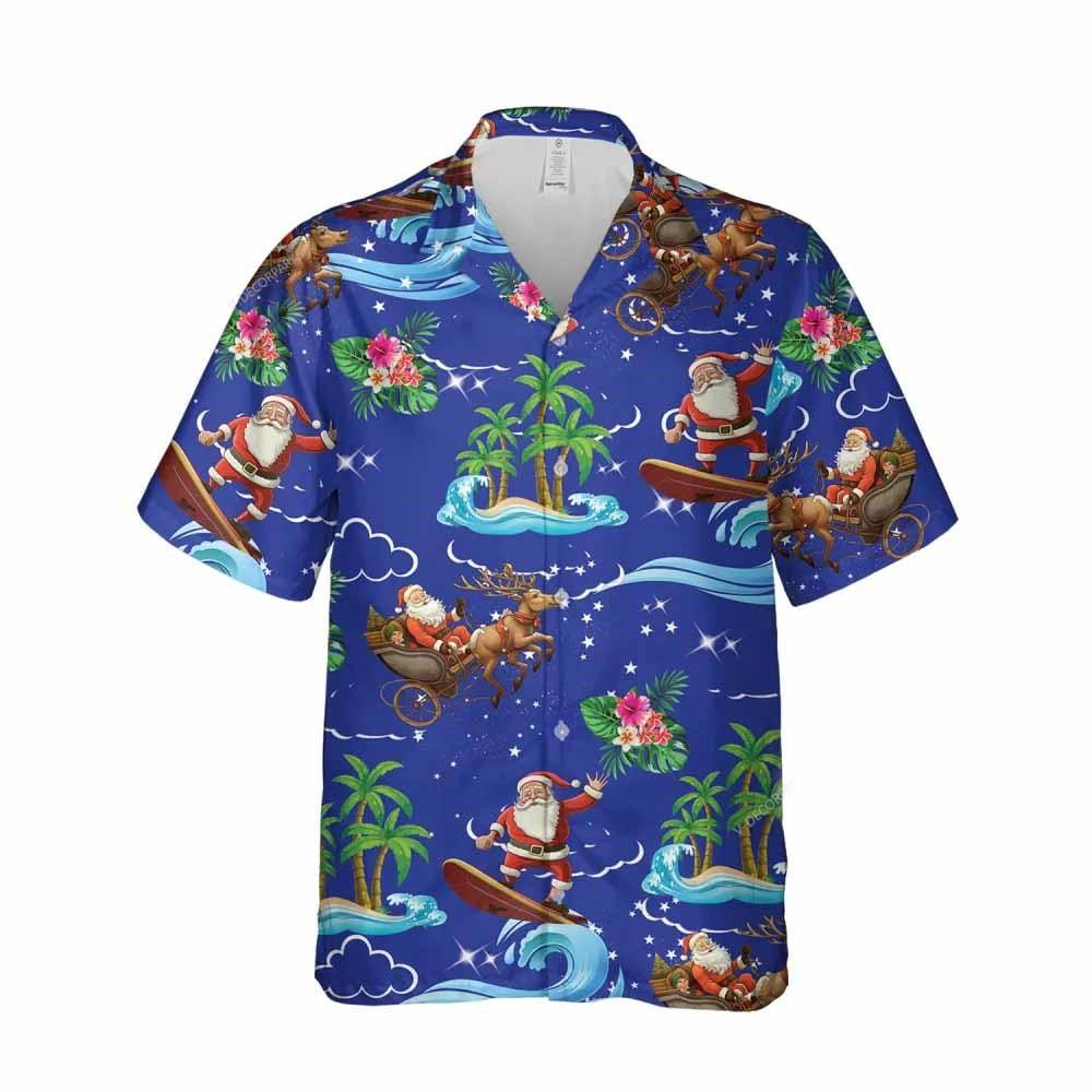 Christmas Hawaiian Shirt, Christmas Tropical Sea Button Hawaiian Shirt, Xmas Hawaiian Shirts