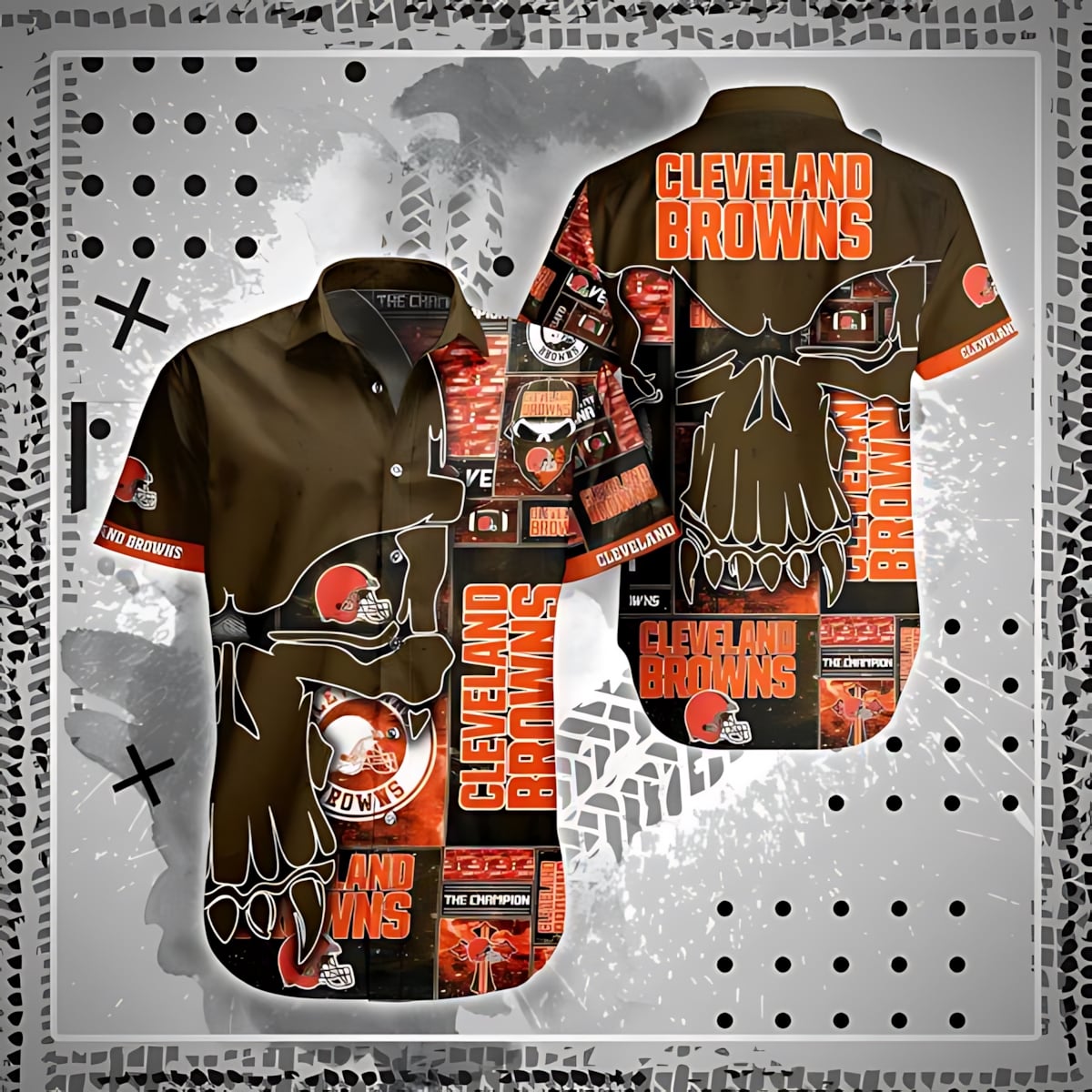 Cleveland Browns Skull Champion Hawaiian Shirt