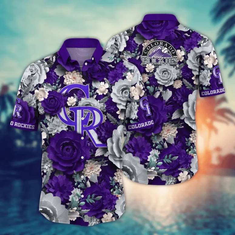 Colorado Rockies Floral Garden Hawaiian Shirt