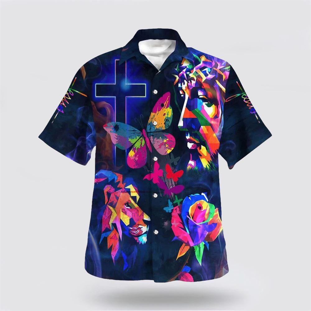 Colorful Jesus Lion Hawaiian Shirts For Men - Gifts For Christians