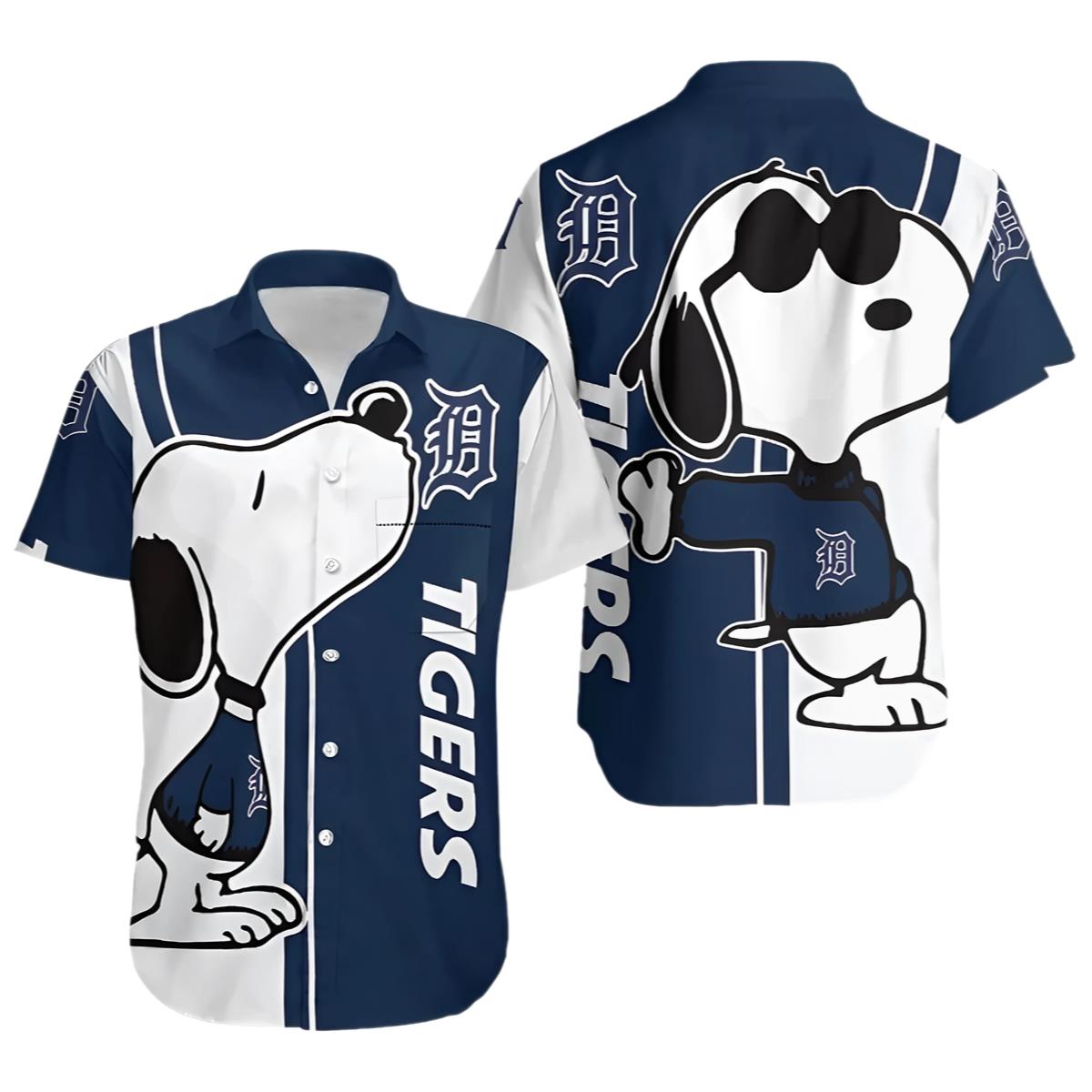 Cool Snoopy detroit tigers hawaiian shirt blue