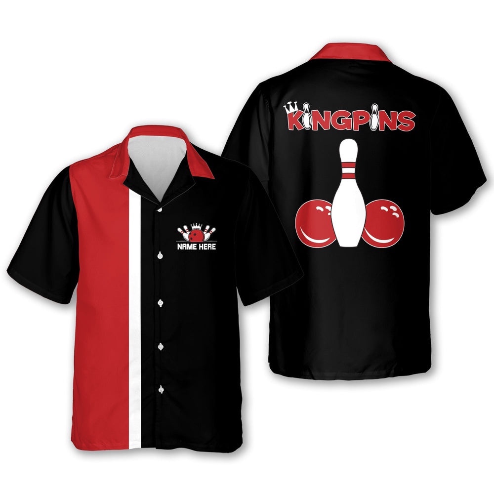 Custom King Pins Bowling Shirts, Custom Bowling Shirt, Custom Team Bowling Hawaiian Shirt