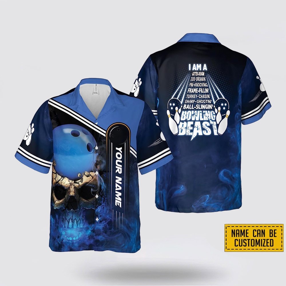 Custom Name I Am A Bowling Beast Bowling Bowling Hawaiin Shirt For Bowler - Beachwear Gift For Bowler