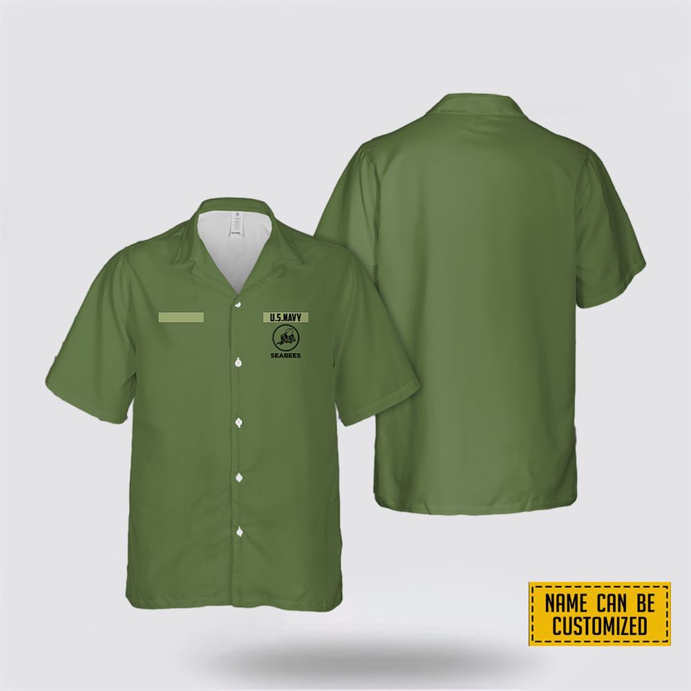 Custom Name US Navy Seabees Hawaiian Shirt - Gifts For Military Personnel