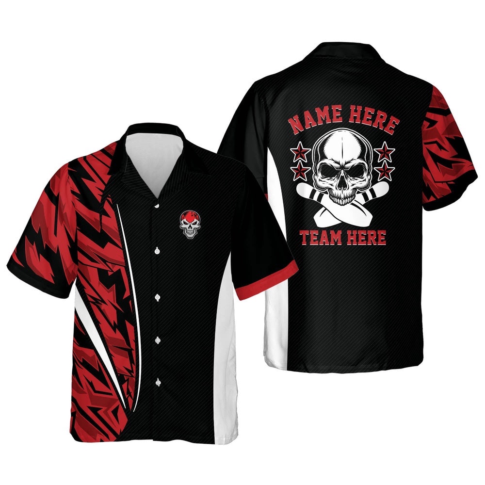 Custom Skull Custom Bowling Shirt, Custom Team Bowling Hawaiian Shirt