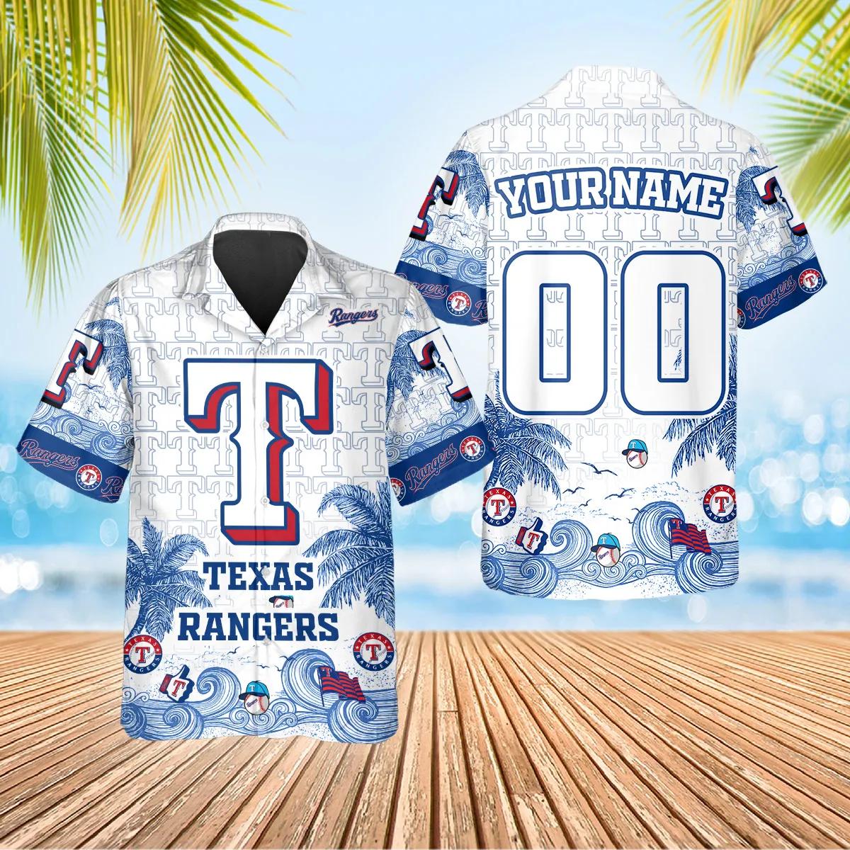 Custom Texas Rangers Hawaiian Shirt, Texas Rangers Aloha Shirt, MLB Hawaiian Shirt