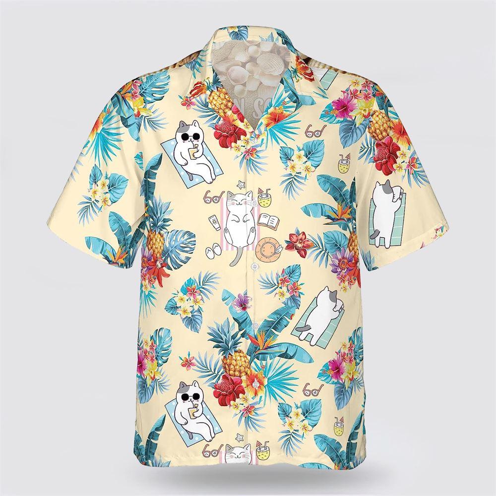Cute Cat Toes In Sand Nose In Book Hawaiin Shirt - Gifts For Pet Lover