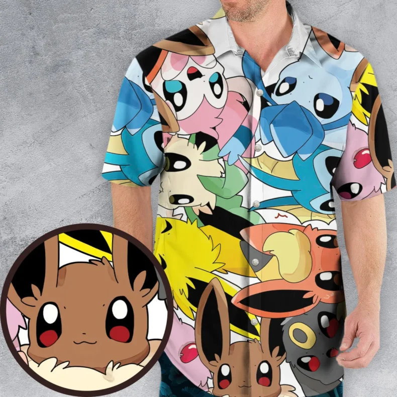 Cute Eevee Evolution Pokemon Hawaiian Shirt