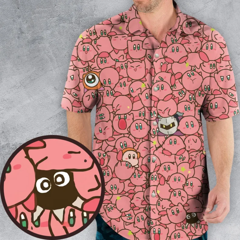 Cute Kirby Waddle Doo Bandana Waddle Dee Meta Knight Kirby's Characters Hawaiian Shirt