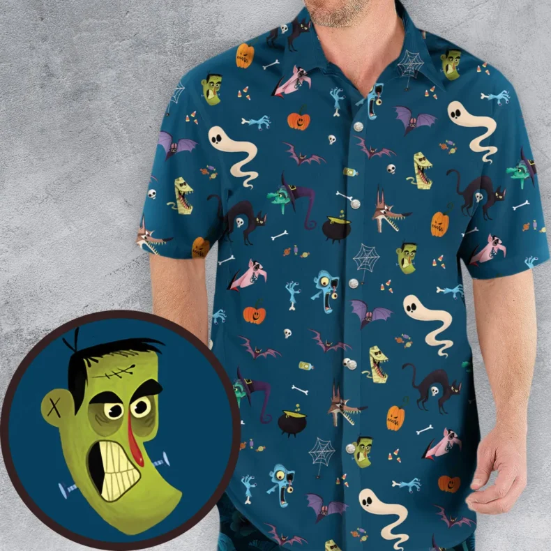 Cute Spooky Classic Monster Hawaiian Shirt