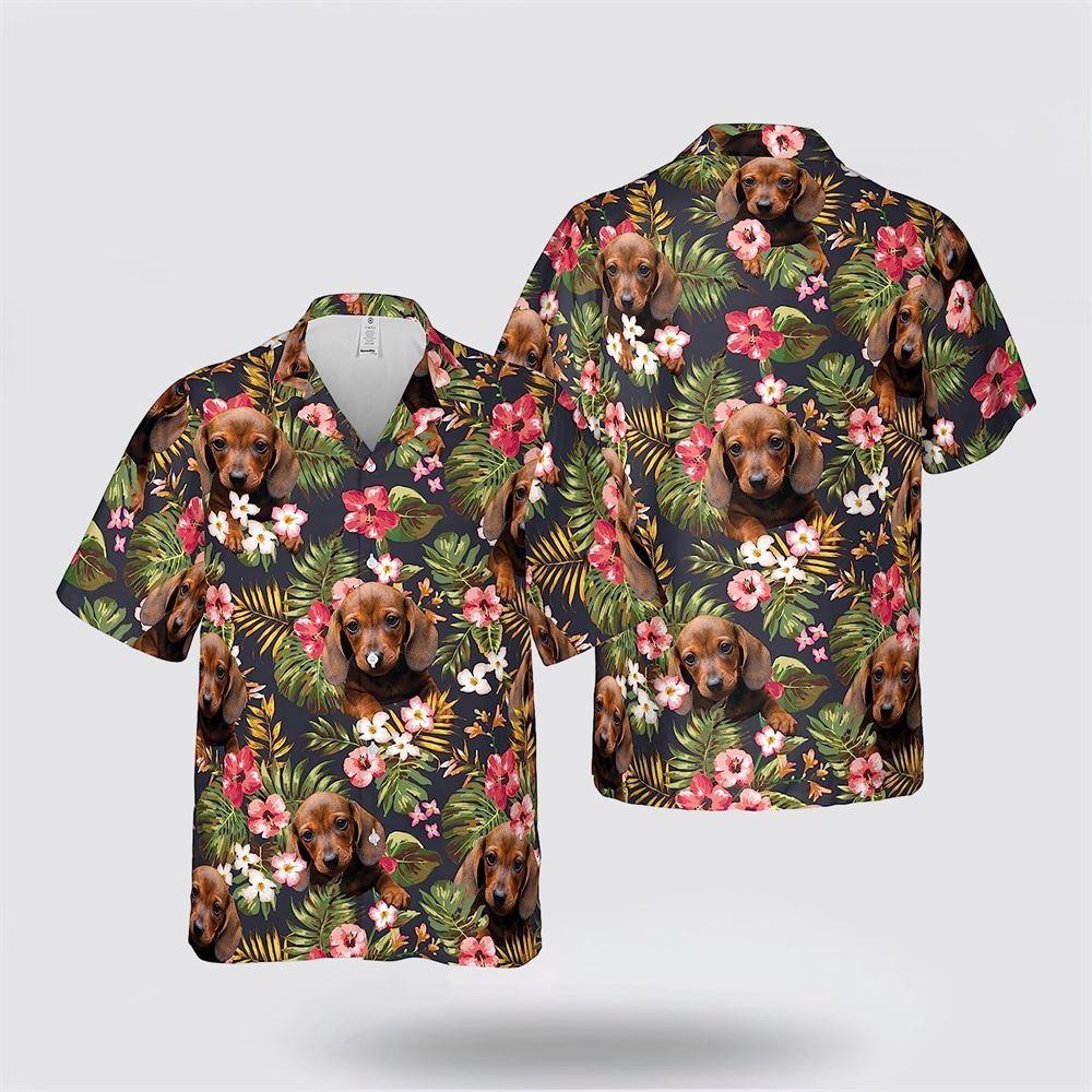 Dachshund Dog Is So Cute On The Tropic Backgound Hawaiin Shirt - Gift For Pet Lover