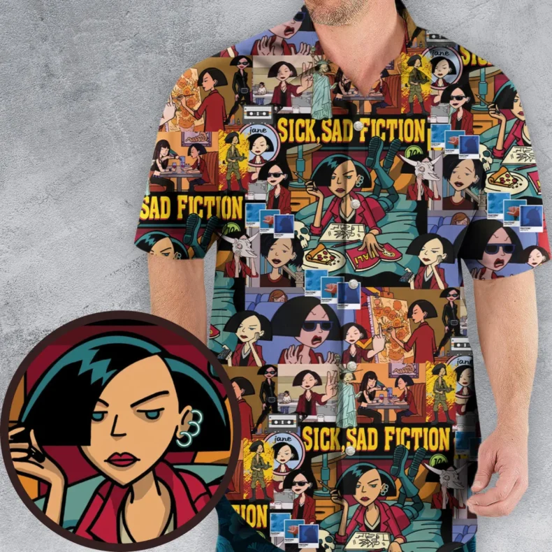 Daria Sick Sad Fiction Pattern Hawaiian Shirt