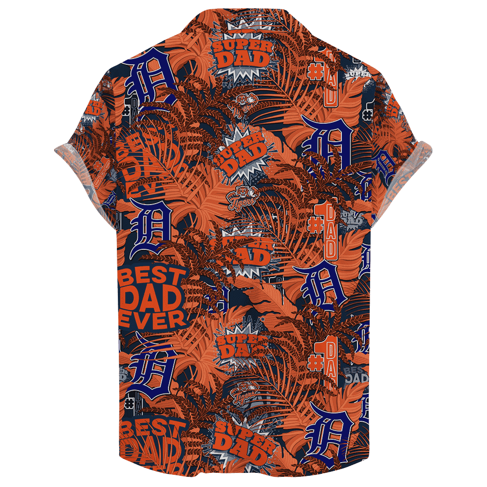Detroit Tigers #1 Dad Orange Hawaiian Shirt