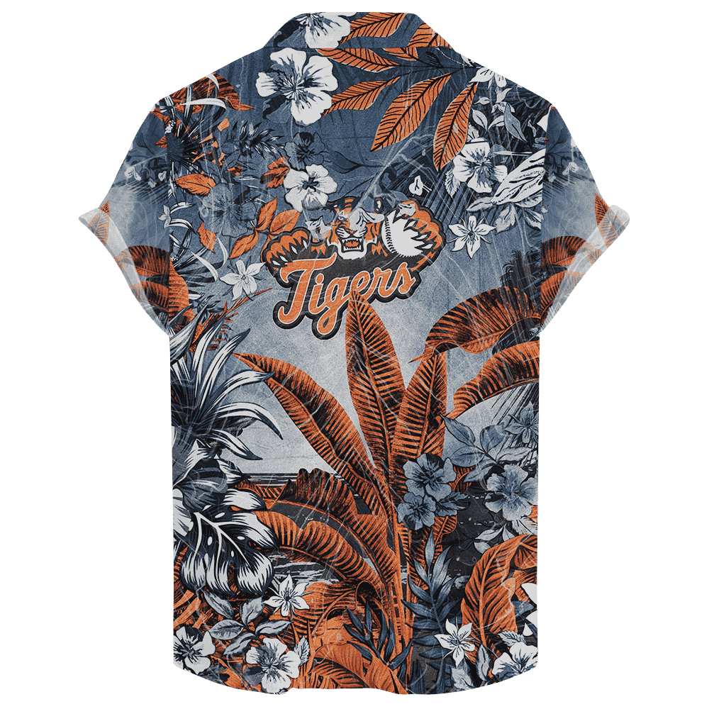 Detroit Tigers Coastal Skull Hawaiian Shirt