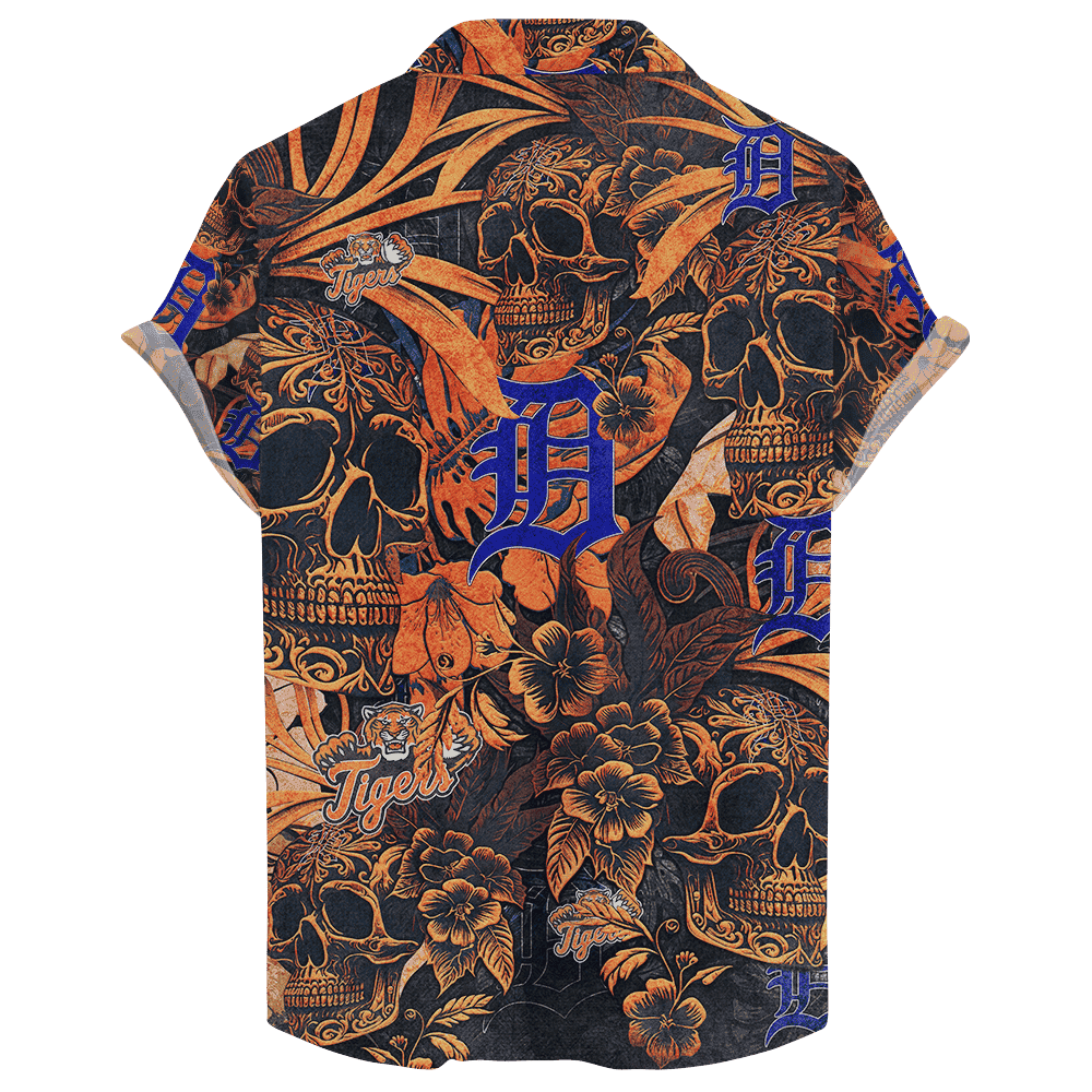 Detroit Tigers Vintage Skull & Floral Hawaiian Shirt