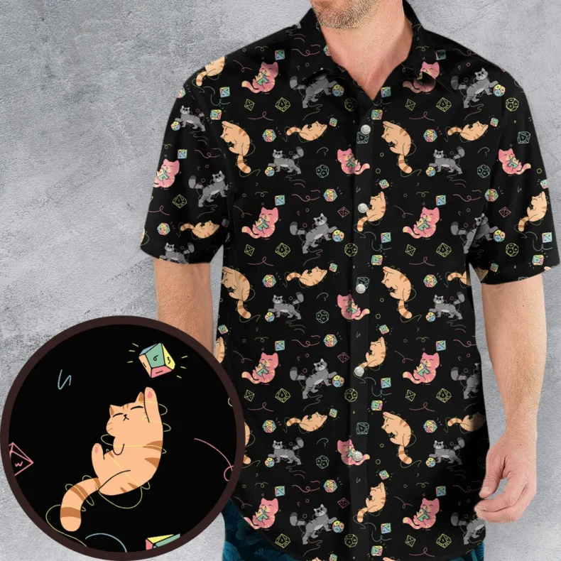 Dice Cat DnD Hawaiian Shirt