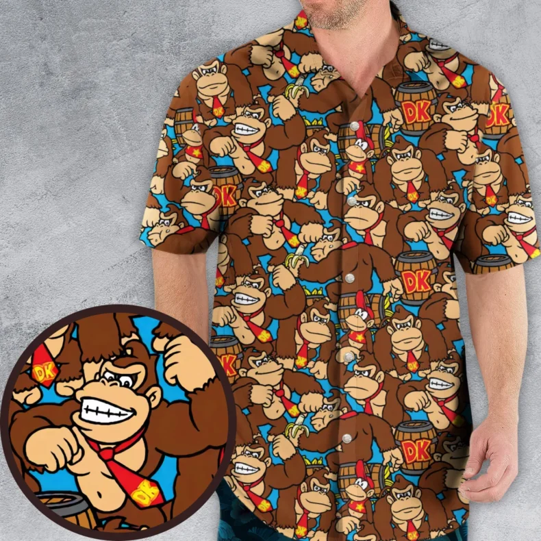 Donkey Kong Pattern Hawaiian Shirt