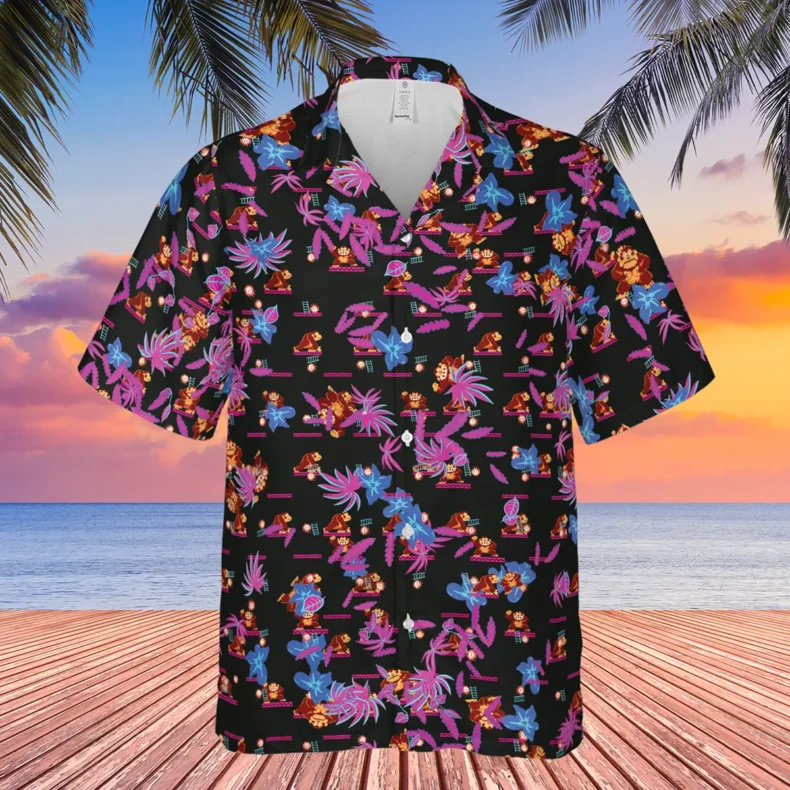 Donkey Kong Pattern Nintendo Video Games Hawaiian Shirt