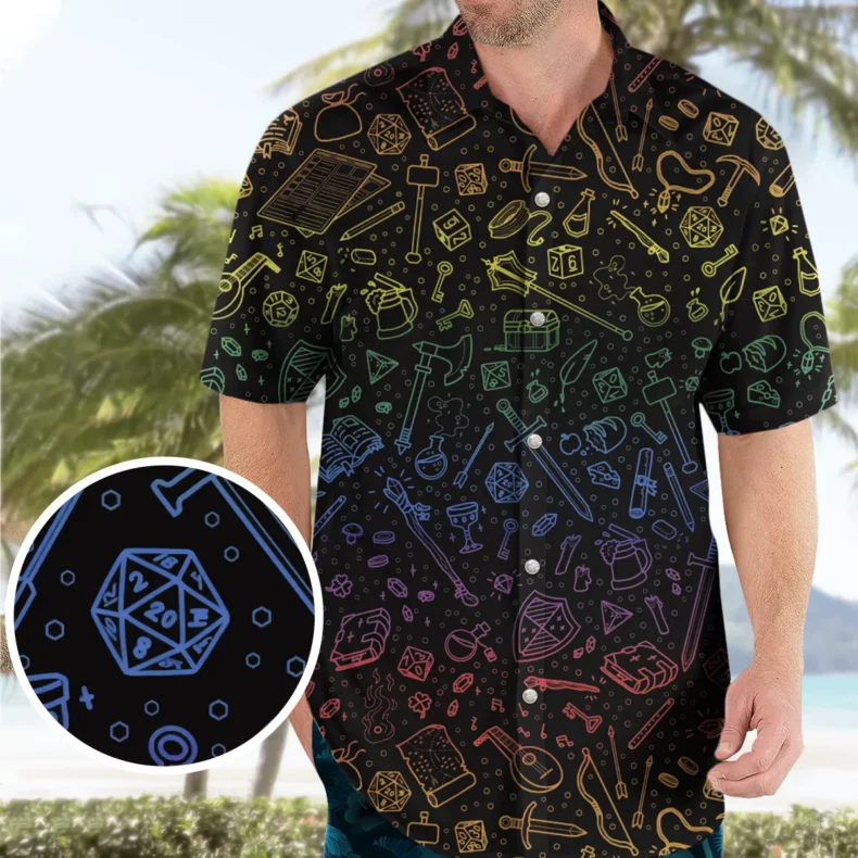 Dungeons and Dragons Tabletop RPG Pattern Hawaiian Shirt