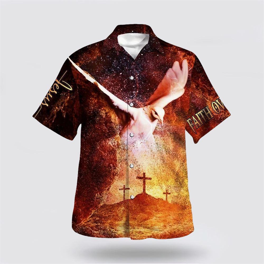 Eagle Cross Jesus Faith Over Hawaiian Shirt - Gifts For Christians