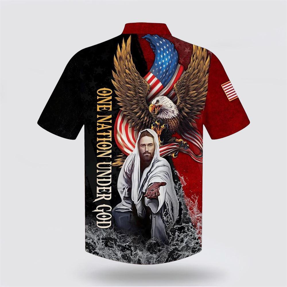 Eagle Jesus Reaching Hand America One Nation Under God Hawaiian Shirts - Gifts For Christians