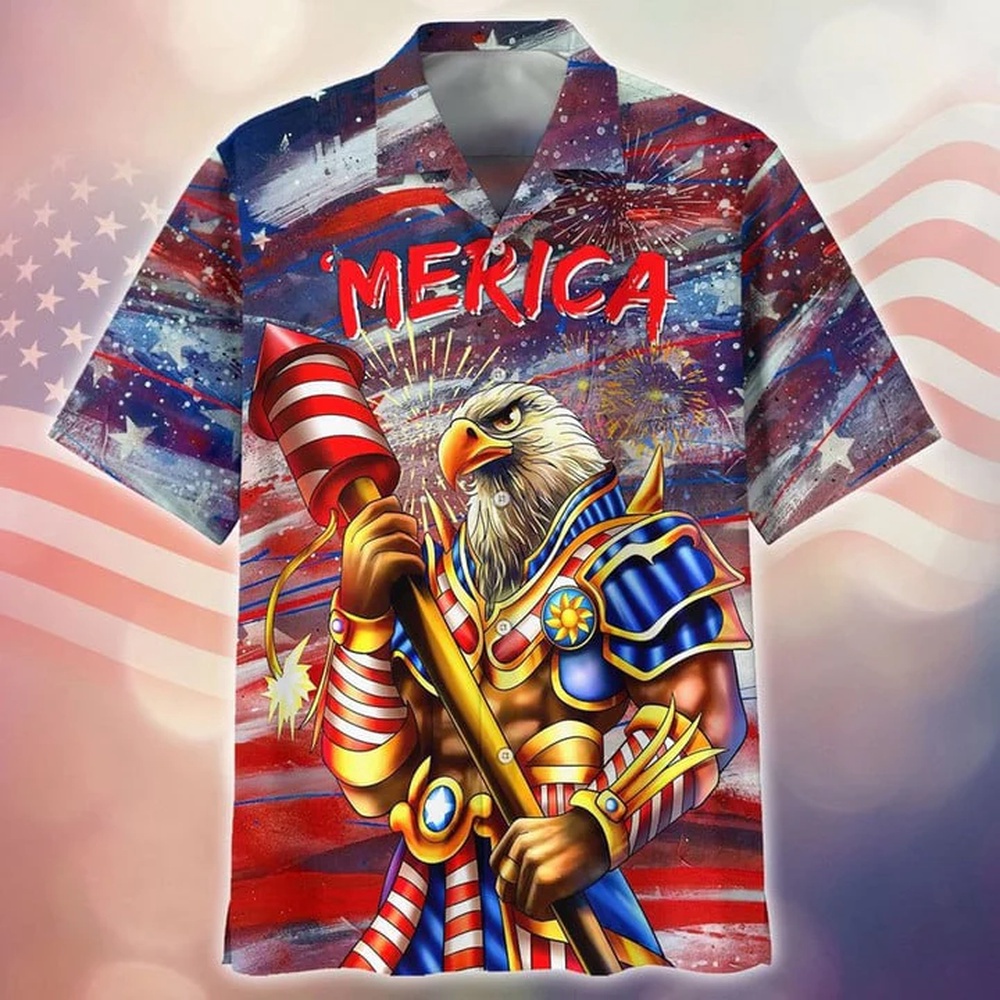 Eagle Merica Independence Day 3D Full Printed Hawaiian Shirt For Boyfriend Hawaiian Beach Shirt, 4th Of July Hawaiian Shirt, 4th Of July Shirt