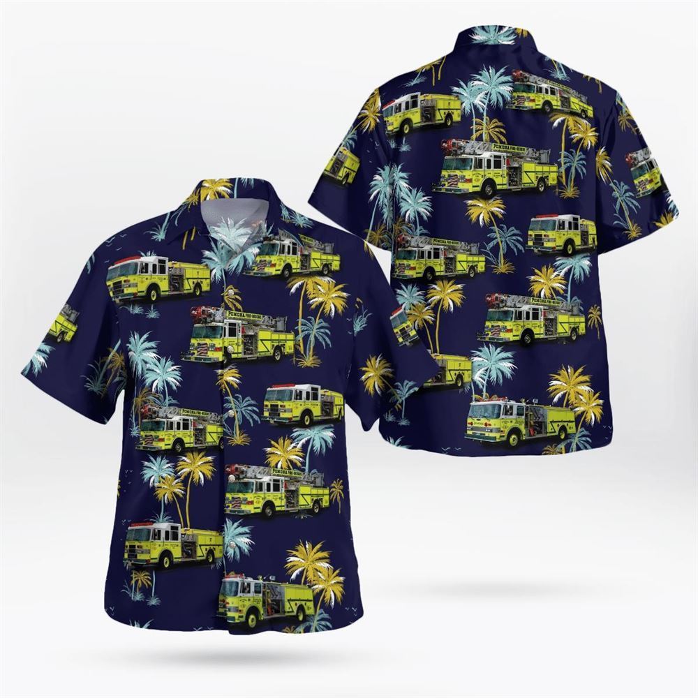 Egg Harbor City, NJ, Galloway Township Fire Department Pomona Volunteer Fire Company No. 3 Hawaiian Shirt - Gifts For Firefighters In NJ