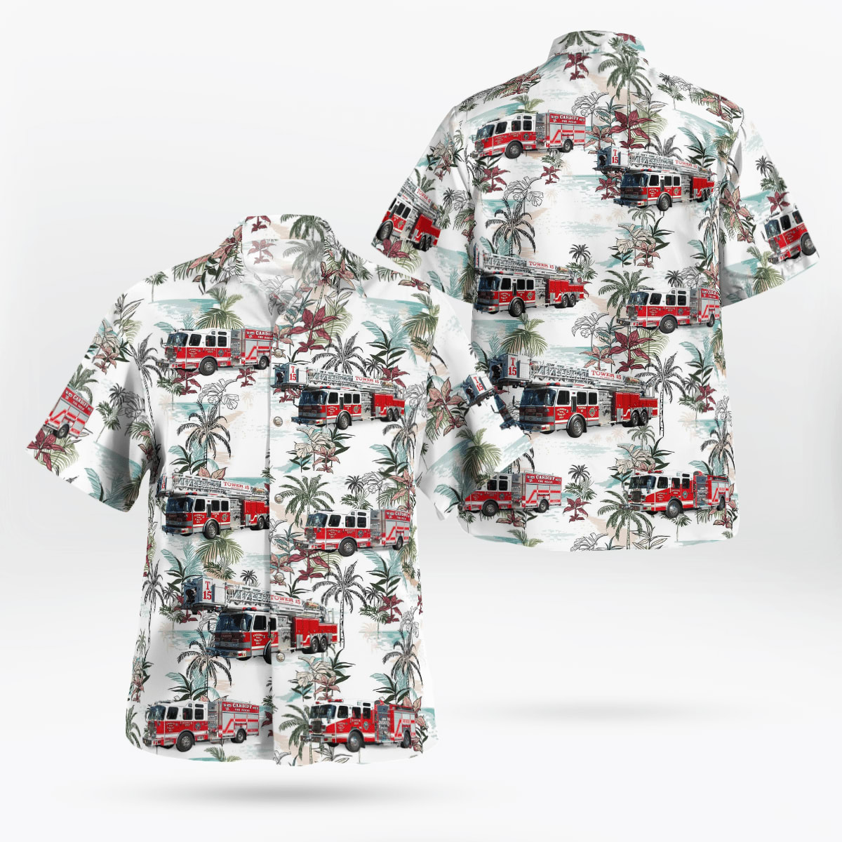 Egg Harbor Township, New Jersey, Cardiff Volunteer Fire Company No.1 Hawaiian Shirt - Gifts For Firefighters In Egg Harbor Township, NJ