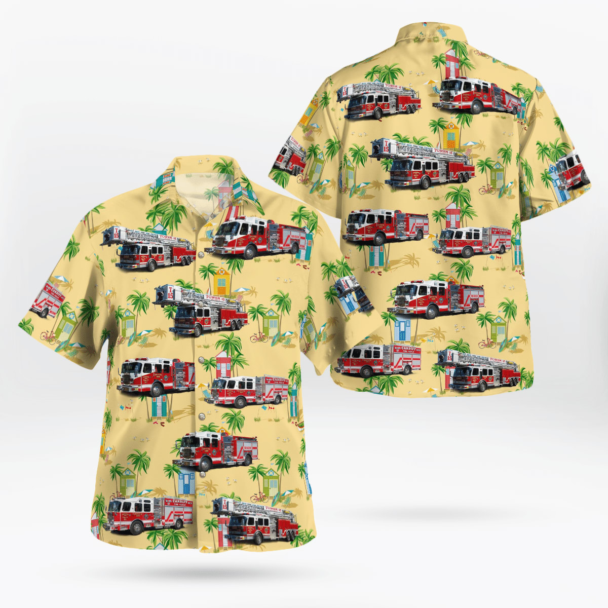 Egg Harbor Township, New Jersey, Cardiff Volunteer Fire Department Hawaiian Shirt - Gifts For Firefighters In Egg Harbor Township, NJ