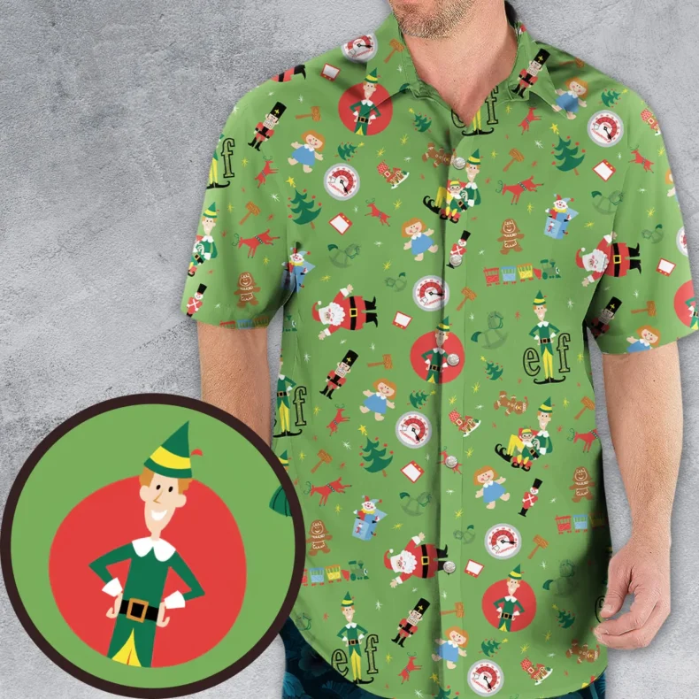 ELF Christmas Pattern Hawaiian Shirt