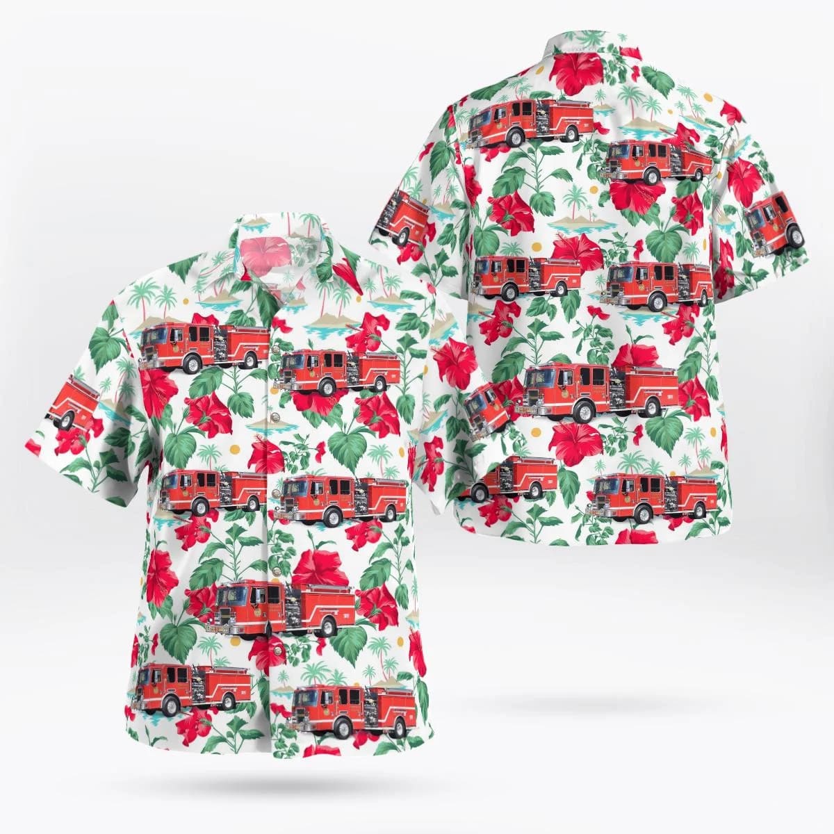 Essex Fells, New Jersey, Essex Fells Fire Department Hawaiian Shirt - Gifts For Firefighters In Essex Fells, NJ