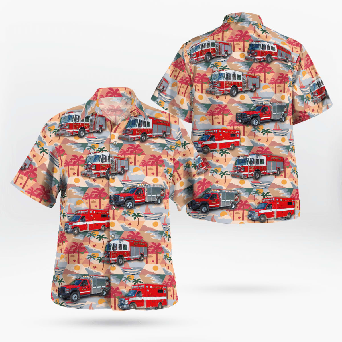 Ewing New Jersey Prospect Heights Volunteer Fire Company Station 31 Hawaiian Shirt - Gifts For Firefighters In New Jersey