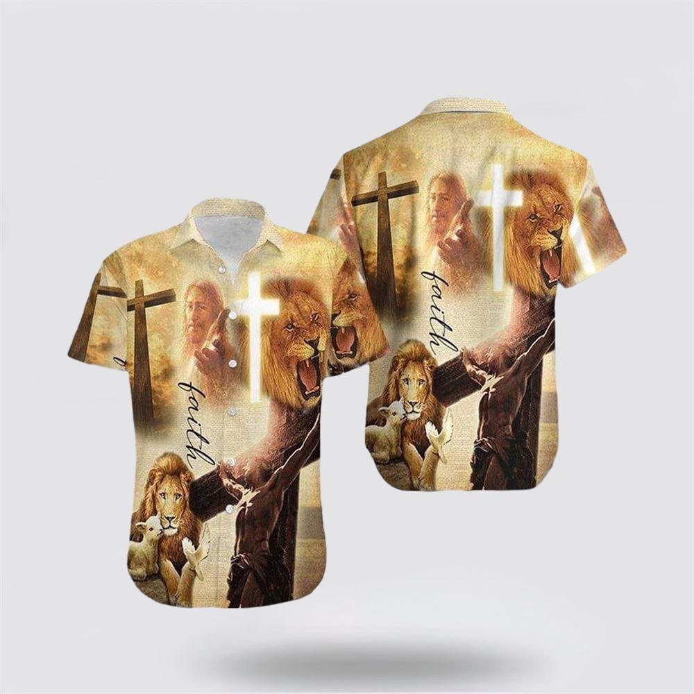 Faith Lion Lamb Jesus Christian Hawaiian Shirts For Men & Women - Gifts For Christians