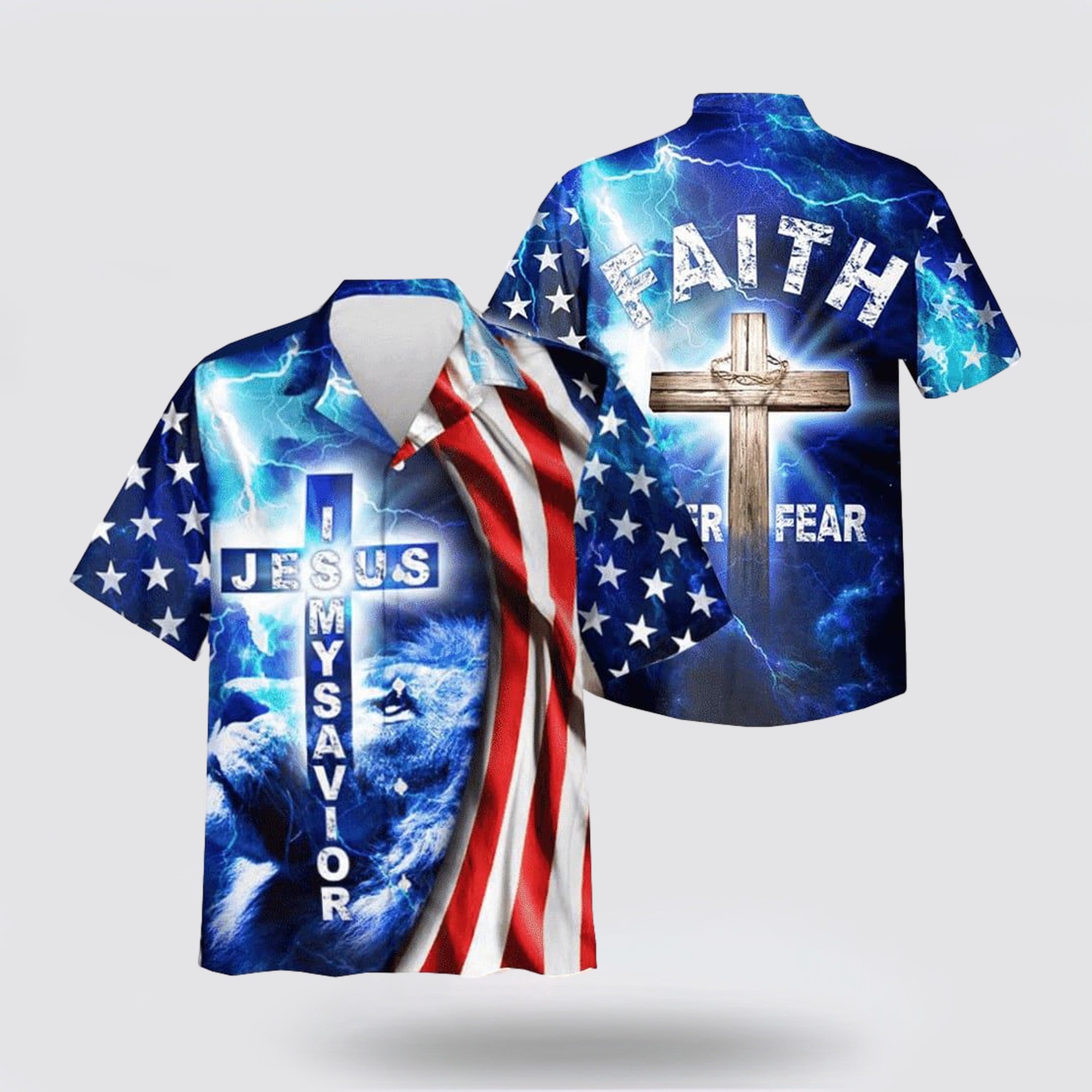 Faith Over Fear Jesus Is My Savior Jesus Christian Hawaiian Shirt - Gifts For People Who Love Jesus